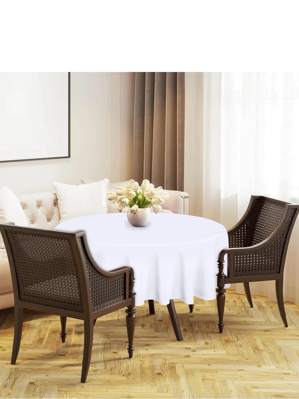 White Round Tablecloth - 2 Pack - 70” Inches
